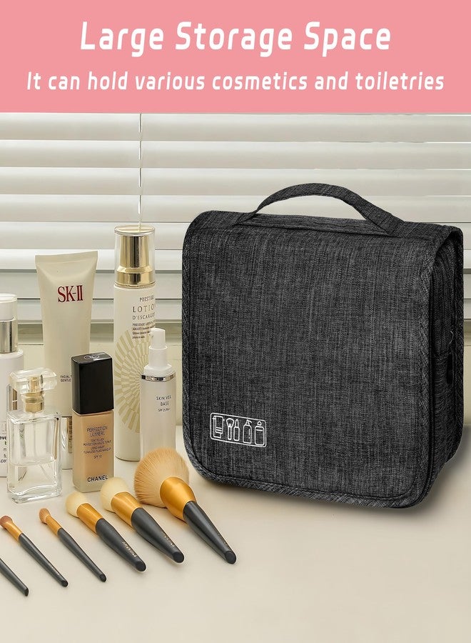 YEMEDA Toiletry Bag Travel Bag with Hanging Hook, Waterproof Capacity Hanging Multifunctional Makeup Bag for Toiletries, Portable Cosmetic Bag Travel Organizer for Women and Men(Black) - Image 4