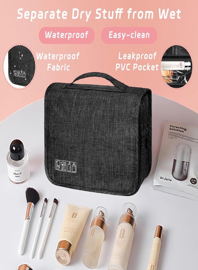 YEMEDA Toiletry Bag Travel Bag with Hanging Hook, Waterproof Capacity Hanging Multifunctional Makeup Bag for Toiletries, Portable Cosmetic Bag Travel Organizer for Women and Men(Black) - Image 5