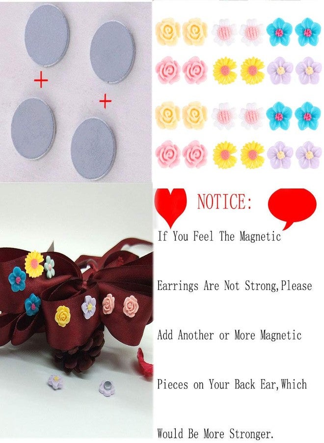 Spiritlele Flower Magnetic Earrings Set Clip on Non Piercing Fake Stud Earrings Pack for Women - Image 5