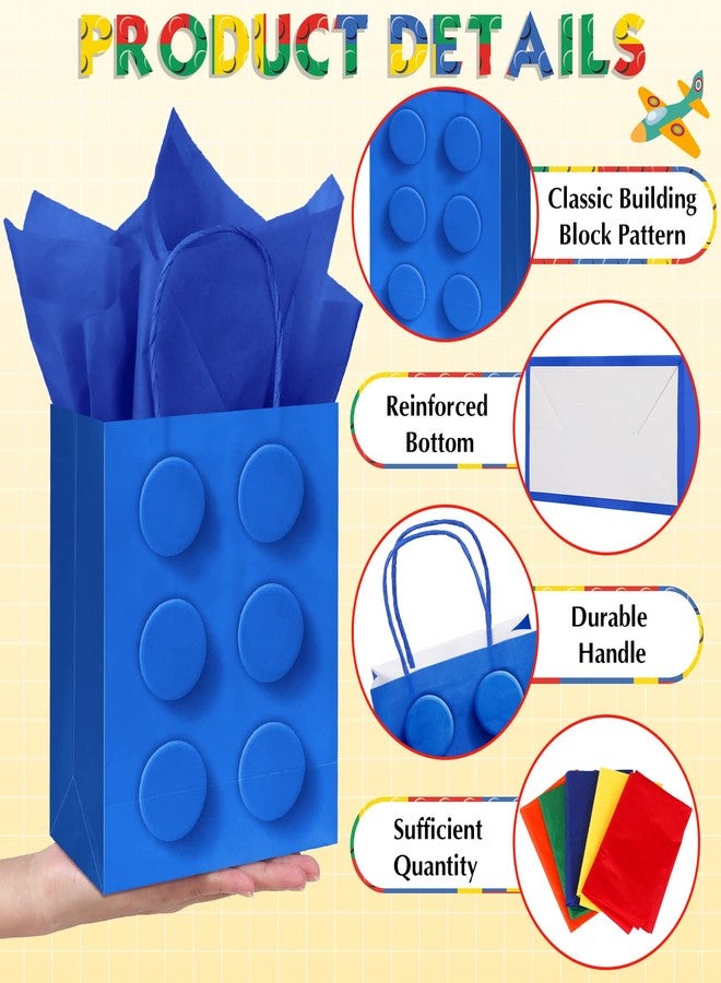 Sabary 15 Pcs Building Block Favor Bags, Colorful Bricks Candy Treat Goodie Bags with Handles, Paper Gift Box for Birthday Party, Baby Shower and Celebration Supplies - Image 3