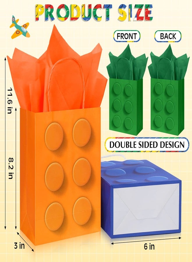 Sabary 15 Pcs Building Block Favor Bags, Colorful Bricks Candy Treat Goodie Bags with Handles, Paper Gift Box for Birthday Party, Baby Shower and Celebration Supplies - Image 2