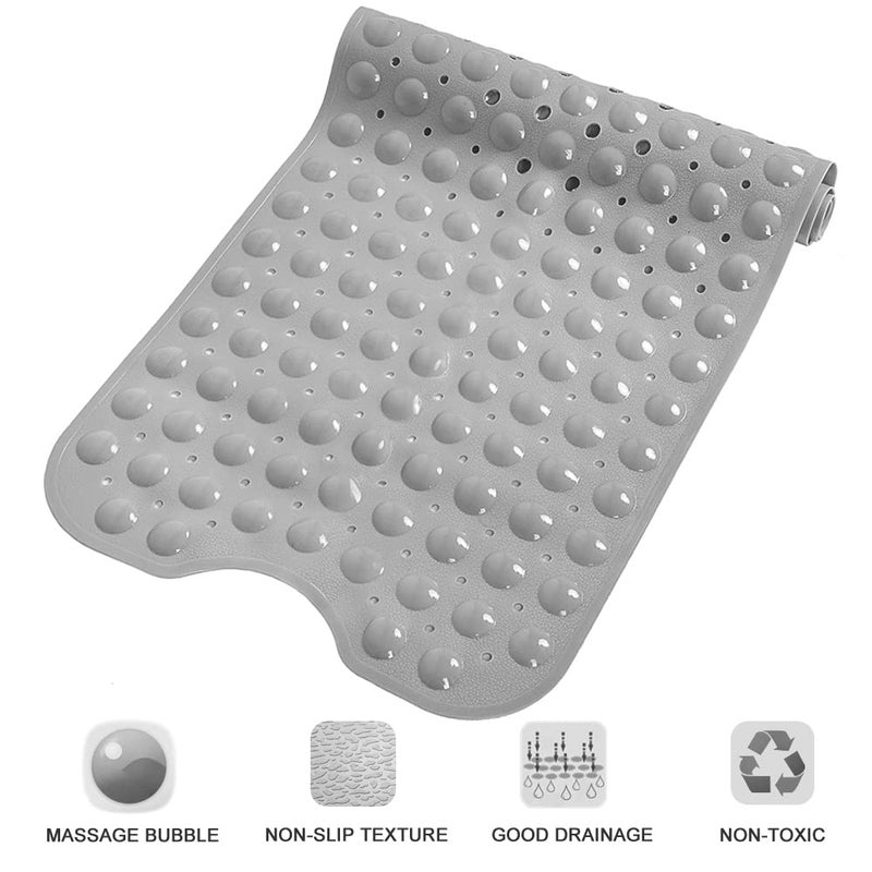 Linoows Bathtub and Shower Mats, Extra Long Non-Slip Bath Tub Mat 39 x 16 Inch, Machine Washable Bathmat with Suction Cups & Drain Holes for Bathroom Floor, Gray - Image 5