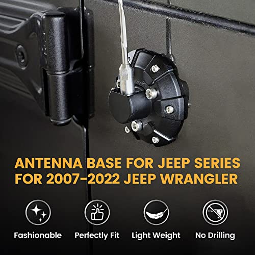 Anina Antenna Base Cover for 2007-2022 Jeep Wrangler JK JKU JL JLU Gladiator JT Steel ABS Antenna Mount Car Aerial Bottom Cover Trim - Image 2
