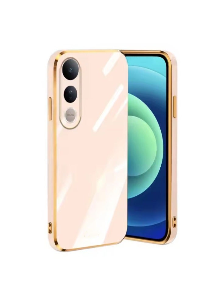 Compatible with VIVO V50 Lite Case Silicone Pink,Plating Phone for VIVO V50 Lite Case Shockproof Thin and Soft Cover (Pink)  - Image 1