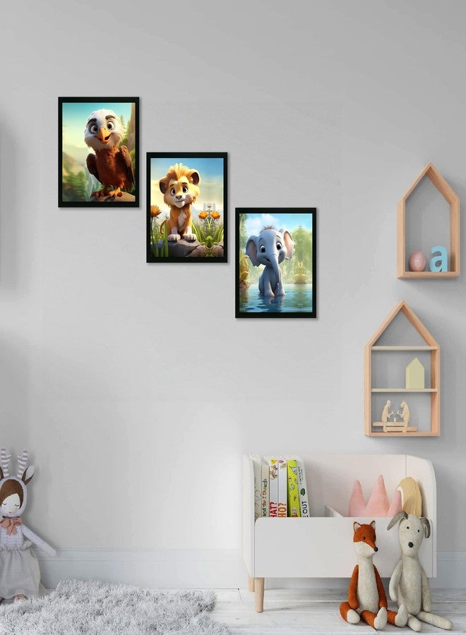 Printasta - 3D Animal Print Photo Frames for Kids Rooms - Frames for Kids Room Wall Decoration - Wall Frames for Office, School and Home, 9x9 Inch - Set of 3 - Image 3