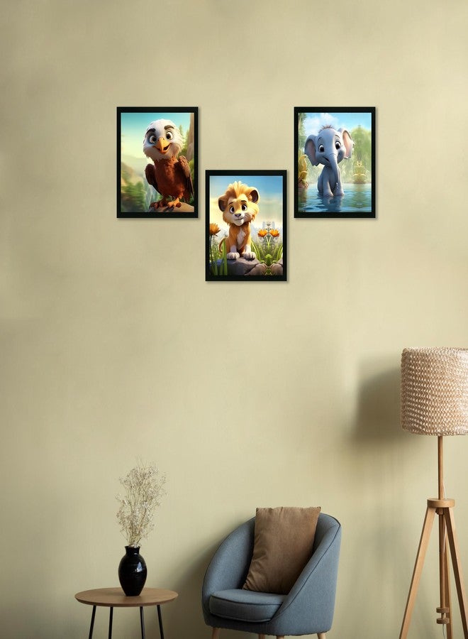 Printasta - 3D Animal Print Photo Frames for Kids Rooms - Frames for Kids Room Wall Decoration - Wall Frames for Office, School and Home, 9x9 Inch - Set of 3 - Image 4