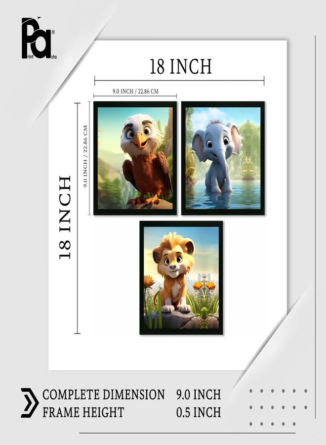 Printasta - 3D Animal Print Photo Frames for Kids Rooms - Frames for Kids Room Wall Decoration - Wall Frames for Office, School and Home, 9x9 Inch - Set of 3 - Image 5