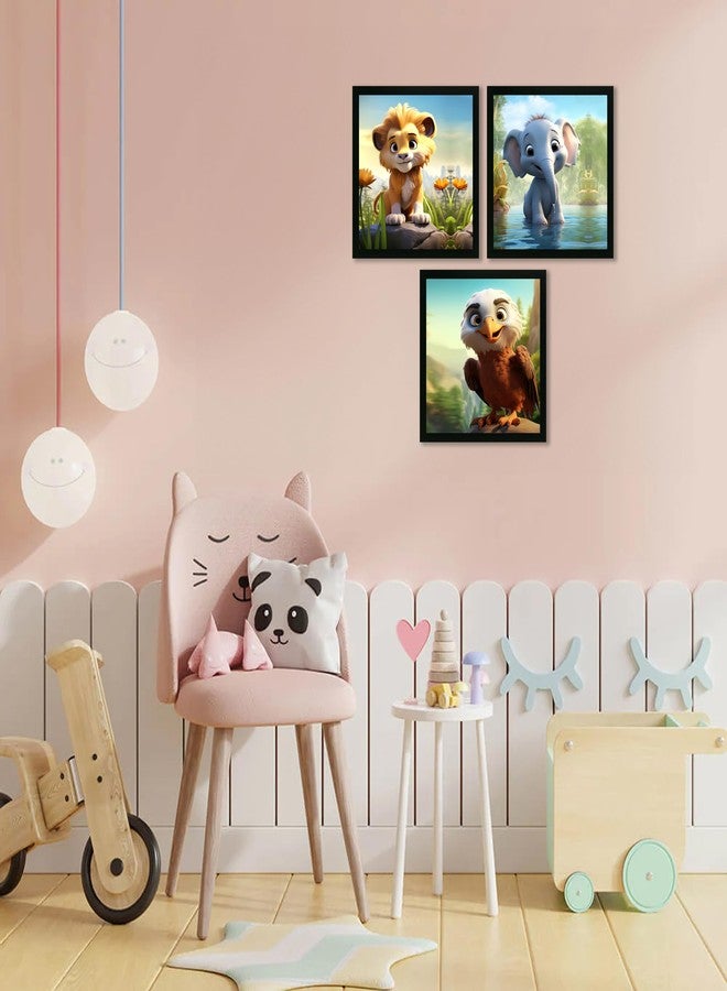 Printasta - 3D Animal Print Photo Frames for Kids Rooms - Frames for Kids Room Wall Decoration - Wall Frames for Office, School and Home, 9x9 Inch - Set of 3 - Image 2