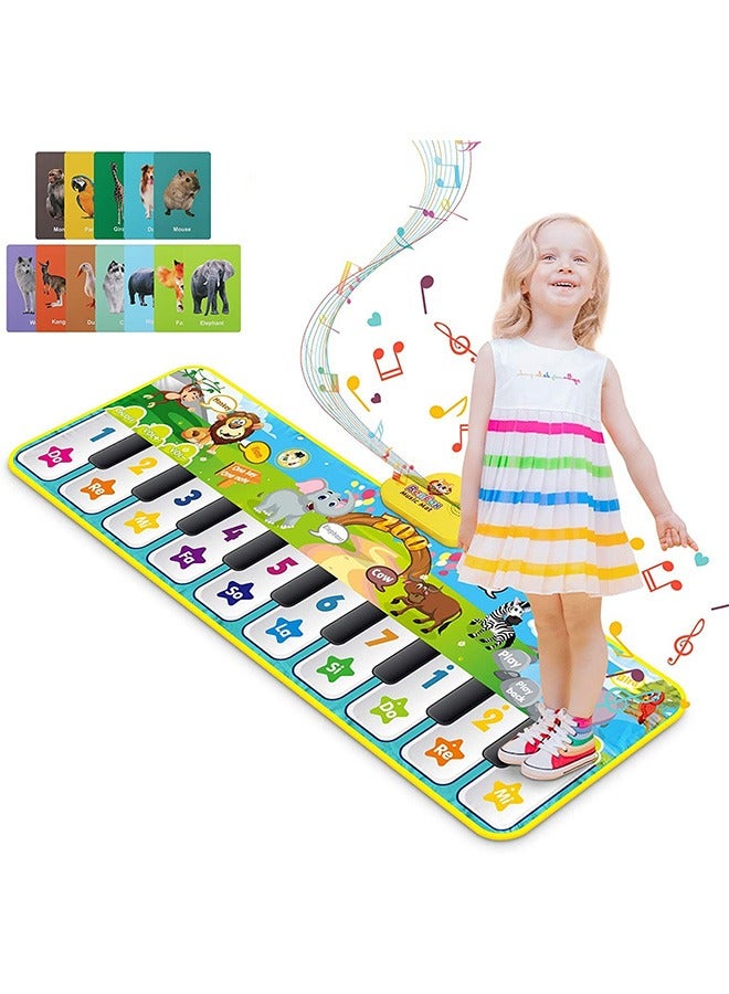 Baby Piano Pad Music Pad Toy, Baby Music Pad with 42 Music Sounds, Kids Floor Piano Keyboard Dance Pad Animal Blanket Touch Play Mat, Early Education Toy Gift for Toddlers Boys Girls (Green)  - Image 1