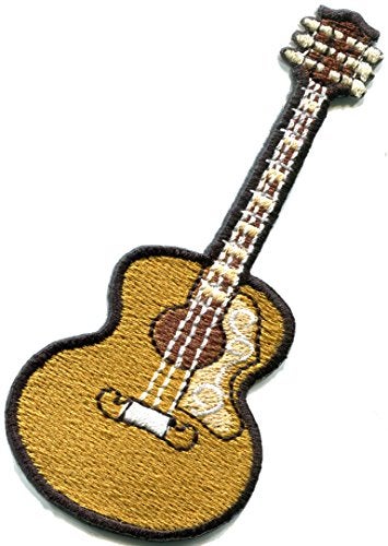 TKPatch Guitar acoustic flamenco musical instrument embroidered applique iron-on patch beige new - Image 3