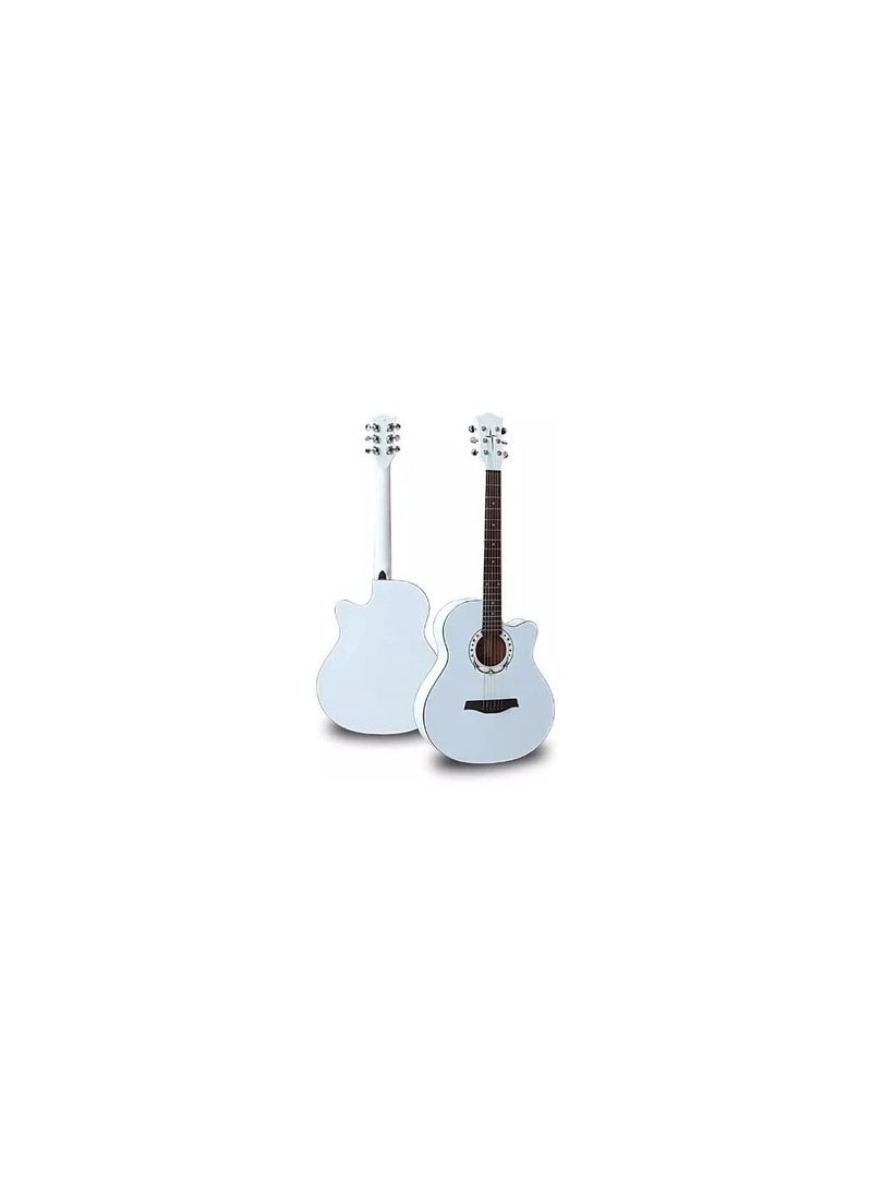 Megarya Mega Combo Offer White Acoustic Guitar with Bag picks Strap,Capo, And Etc  - Image 2