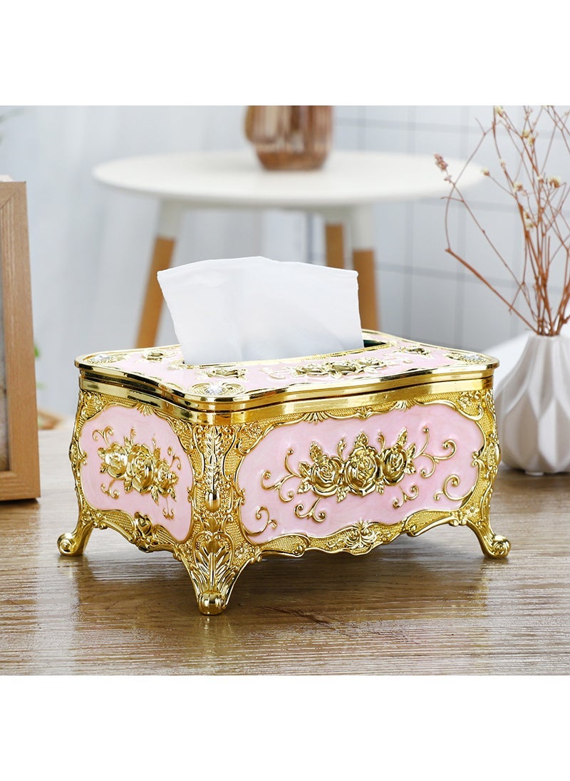 Arabest 18*12*9 Home Phnom Penh Small Napkin Tissue Box Paper Box Creative Acrylic Desktop Plastic Paper Box Gold powder 