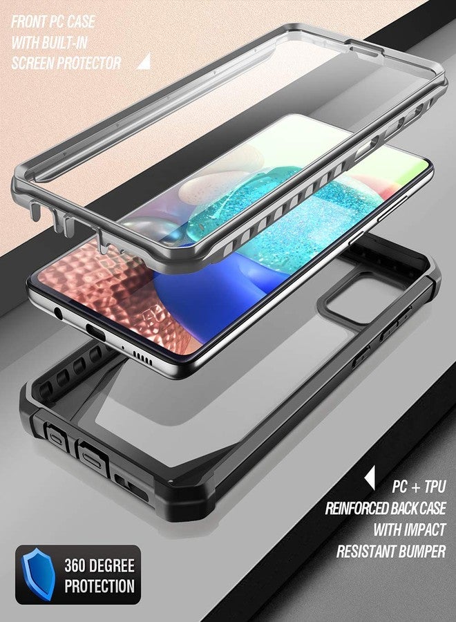 Poetic Guardian Series Samsung Galaxy A71 5G Case - Full-Body Hybrid Shockproof Bumper, Built-in Screen Protector, Black/Clear - Image 3
