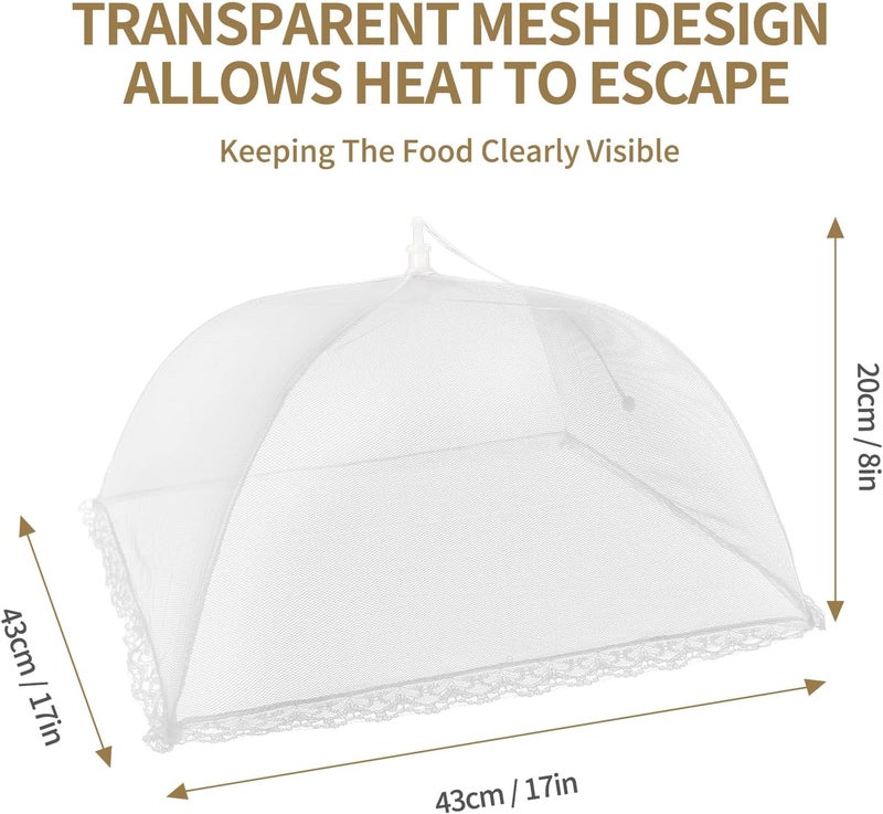 NEPAK 6 Large and Tall Food Covers, 17"x17" Food Tents Food Covers for Outdoors,Pop-up Mesh Food Covers Nets for Outside,Screen Tents,Parties Picnics, BBQ,Reusable and Collapsible - Image 3