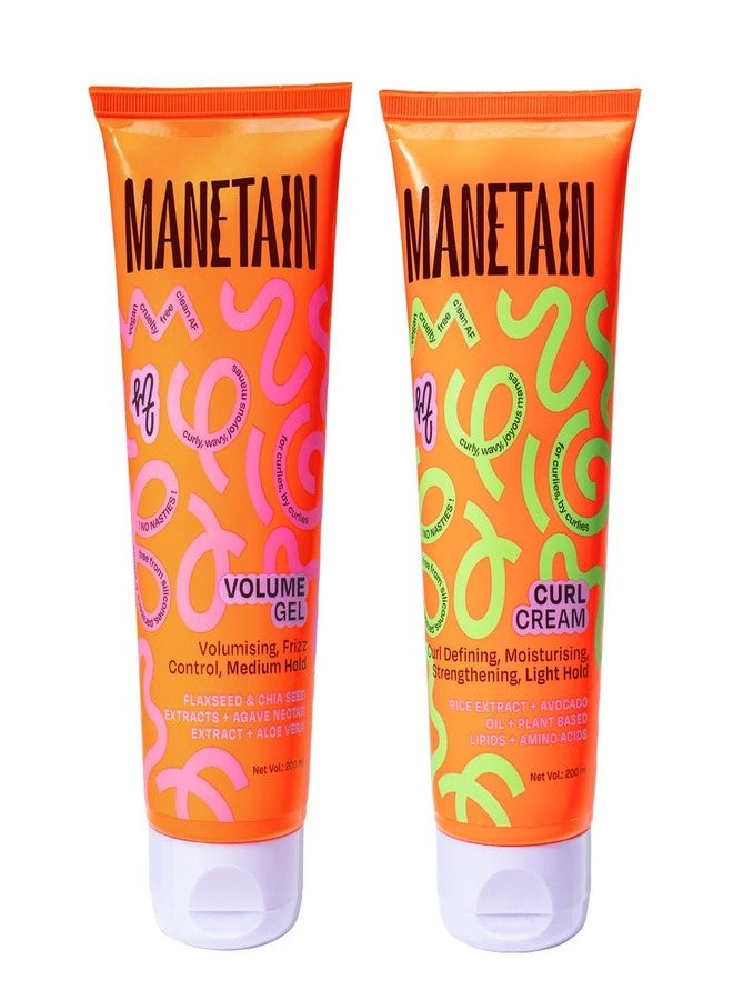 MANETAIN Volumizing Curl Cream 200ml & Hair Styling Gel 200ml for Defined Curls | Hydrating, Anti-Frizz & Long-Lasting Hold for Wavy, Curly Hair | Natural Ingredients, Vegan & Cruelty-Free - Image 1