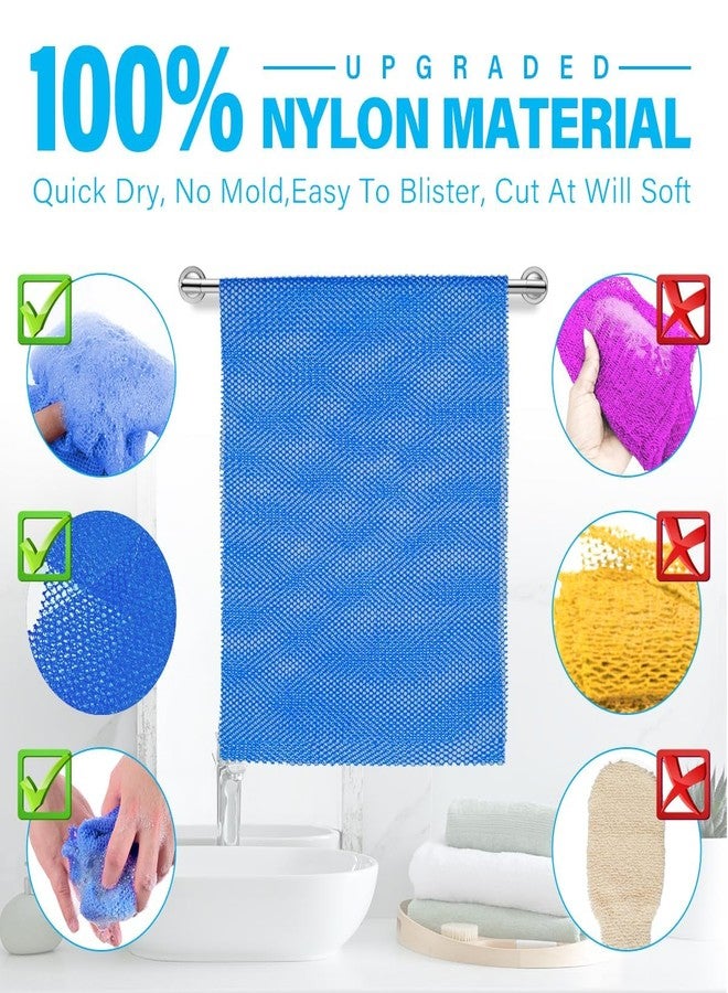 UJFQBH 6 Pieces African Bath Sponge African Net Long Net Bath Sponge Exfoliating Shower Body Scrubber Back Scrubber Skin Smoother,Great for Daily Use (Purple, Gray, Blue, Black, Brown, Green) - Image 2