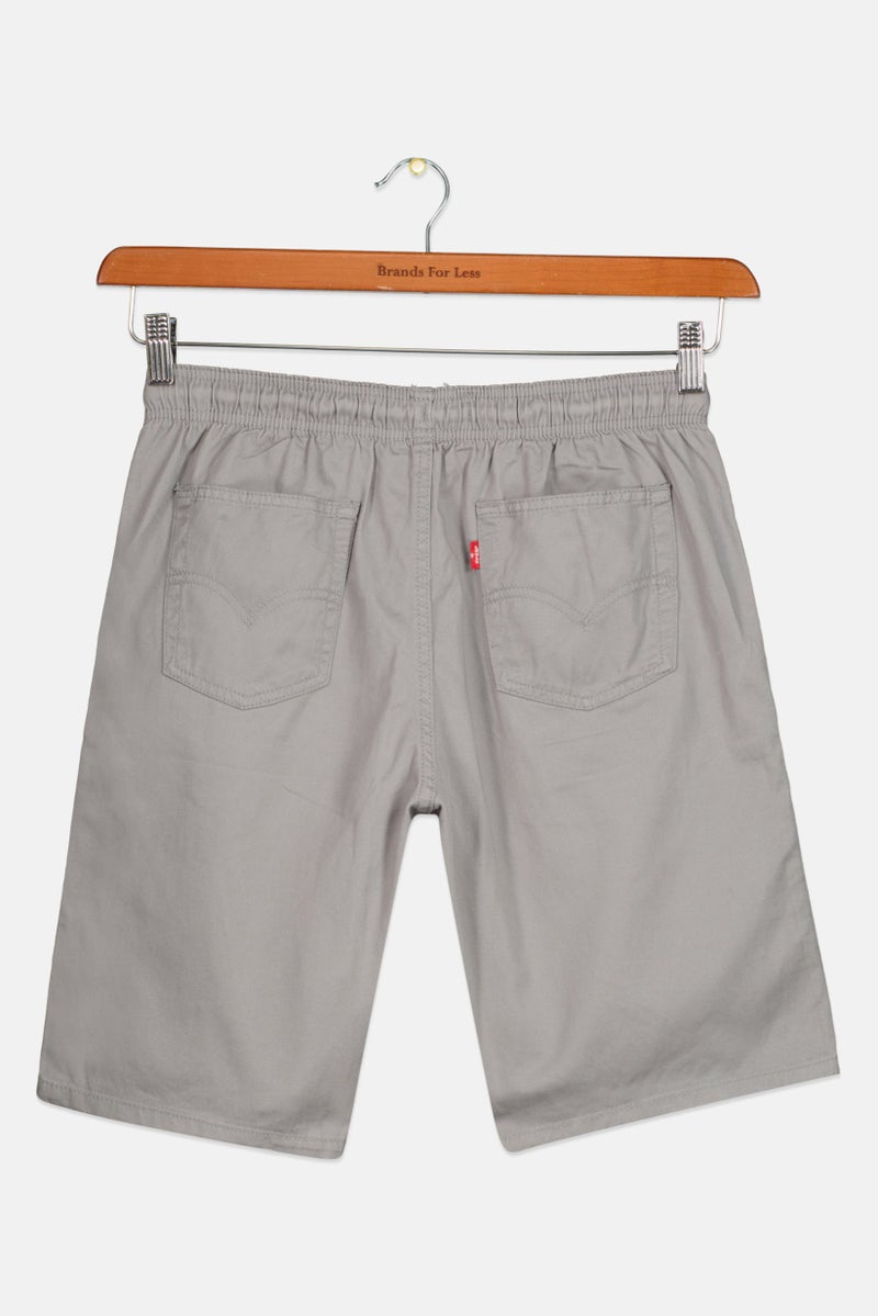 Kids Boy Drawstring Solid Basic Shorts, Grey