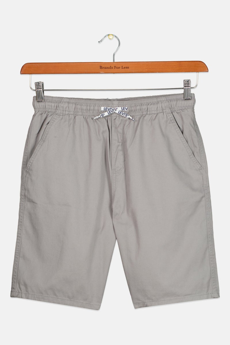 Kids Boy Drawstring Solid Basic Shorts, Grey