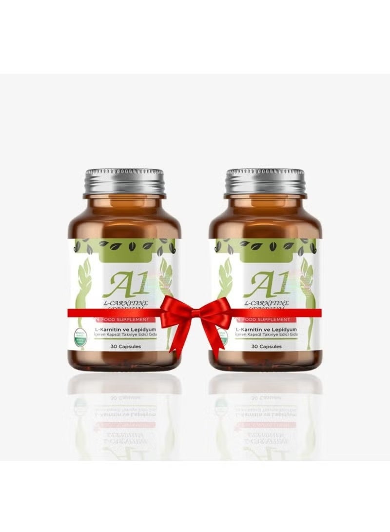 HHS A1 L-Carnitine and Lepidium Dietary Supplement to support weight loss, suppress appetite, and stimulate fat burning. Two packs of 60 capsules. - Image 2