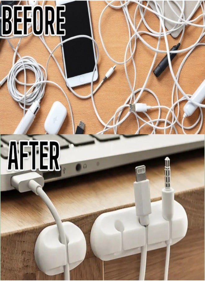 Circuit Green - 5-Pack Cable Clips, White Self-Adhesive Cord Organizers, Perfect for Desk, Nightstand, Phone Charger, Computer, TV, Home & Office Cable Management (1, 1, 3, 5, 7 Slots) - Image 1
