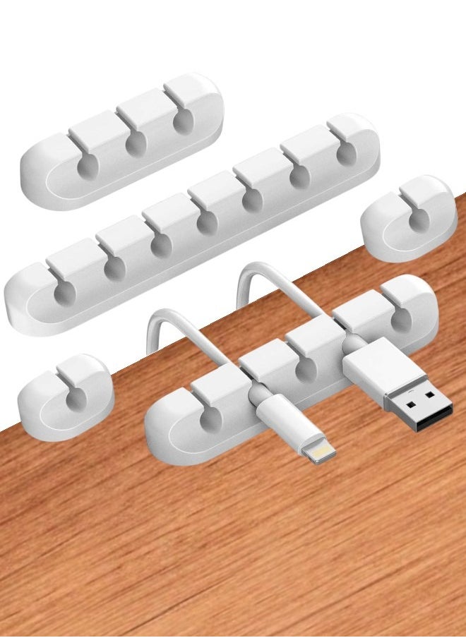 Circuit Green - 5-Pack Cable Clips, White Self-Adhesive Cord Organizers, Perfect for Desk, Nightstand, Phone Charger, Computer, TV, Home & Office Cable Management (1, 1, 3, 5, 7 Slots) - Image 1