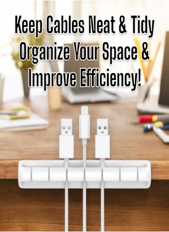 Circuit Green - 5-Pack Cable Clips, White Self-Adhesive Cord Organizers, Perfect for Desk, Nightstand, Phone Charger, Computer, TV, Home & Office Cable Management (1, 1, 3, 5, 7 Slots) - Image 1