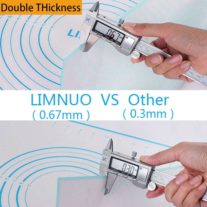 LIMNUO Silicone Baking Matï¼ŒNon Stick Rolling Dough with Measurements for Pie Pizza Cookies Fondant Makingï¼ŒExtra Thick Non Slip Silicone Pastry Mat - Image 4