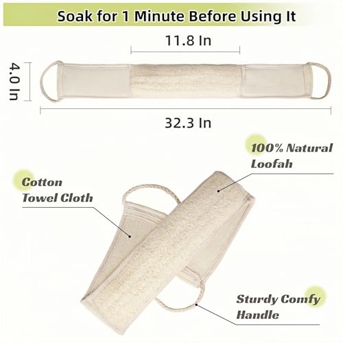 Jopplim Natural Loofah Sponge Back Scrubber for Bath Shower, Exfoliating Body Scrubber, Shower Loofah Scrubber for Men and Women, Bath Sponge, Body Scrub, to Clean Your Body Deeply, Invigorate Your Skin - Image 5