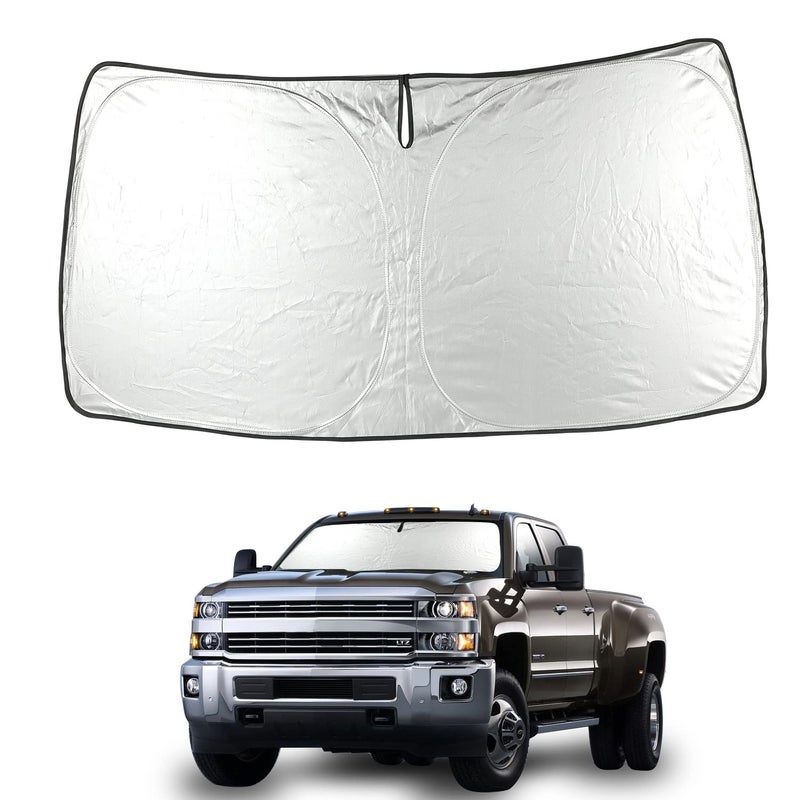 Sierra Windshield Sunshade Custom Fit GMC Sierra 1500 2500 HD 3500 HD 20142018 Foldable Front Window Sunshade Shield Blocks UV Rays Reflector Sun Visor