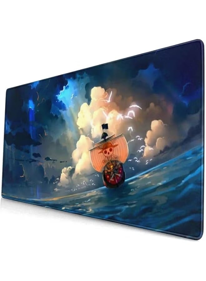 بروماس لوحة ماوس Anime One Piece، لوحة ماوس ألعاب ممتدة بحواف مخيطة، لوحة ماوس كبيرة مع قاعدة مطاطية مضادة للانزلاق للعمل والألعاب، والمكتب والمنزل، 31.5 × 15.7 بوصة - Image 1