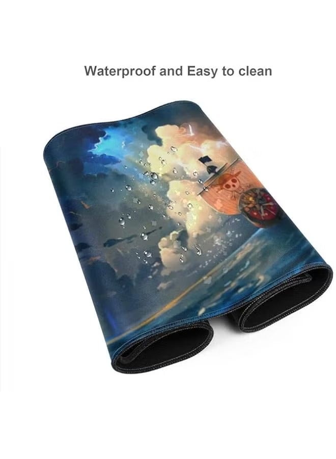 بروماس لوحة ماوس Anime One Piece، لوحة ماوس ألعاب ممتدة بحواف مخيطة، لوحة ماوس كبيرة مع قاعدة مطاطية مضادة للانزلاق للعمل والألعاب، والمكتب والمنزل، 31.5 × 15.7 بوصة - Image 4