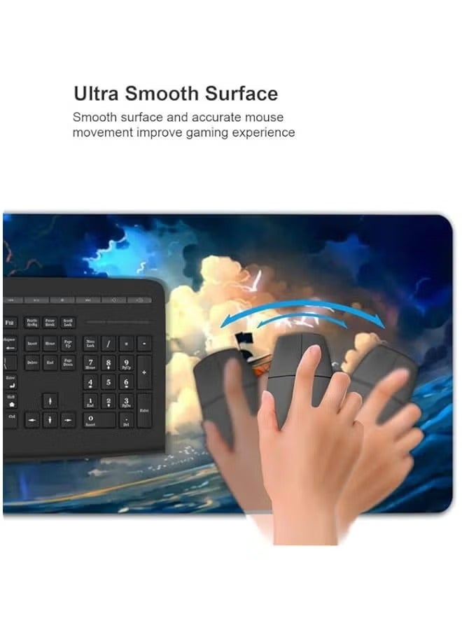 بروماس لوحة ماوس Anime One Piece، لوحة ماوس ألعاب ممتدة بحواف مخيطة، لوحة ماوس كبيرة مع قاعدة مطاطية مضادة للانزلاق للعمل والألعاب، والمكتب والمنزل، 31.5 × 15.7 بوصة - Image 5