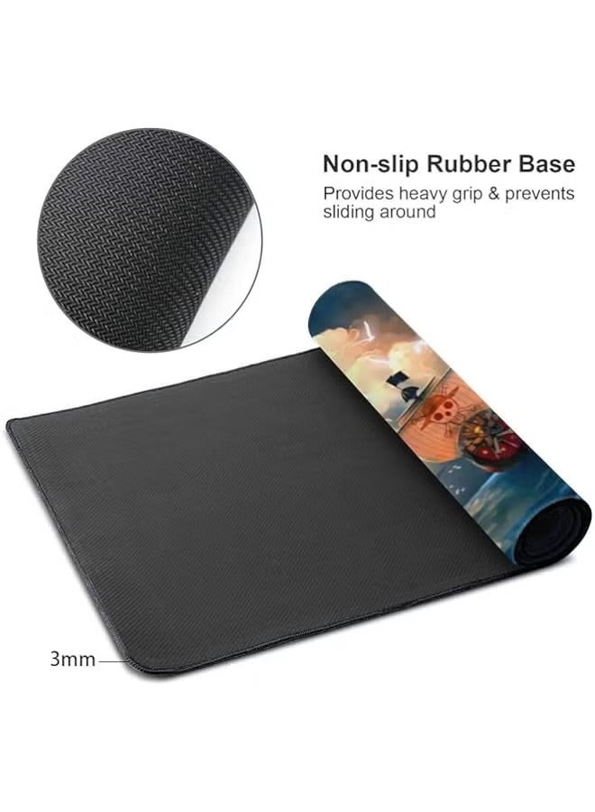 بروماس لوحة ماوس Anime One Piece، لوحة ماوس ألعاب ممتدة بحواف مخيطة، لوحة ماوس كبيرة مع قاعدة مطاطية مضادة للانزلاق للعمل والألعاب، والمكتب والمنزل، 31.5 × 15.7 بوصة - Image 3