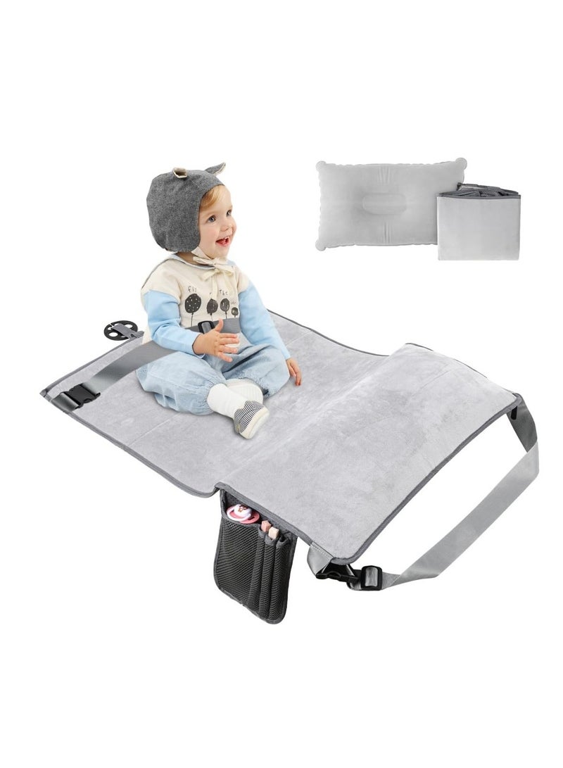 Barakah Toddler Airplane Travel Bed Airplane Travel Essentials Kids Kids Car Seat Baby Seat Extender Inflatable Airplane Foot Rest Portable Airplane Travel Bed Baby Seat Extender Grey - Image 1