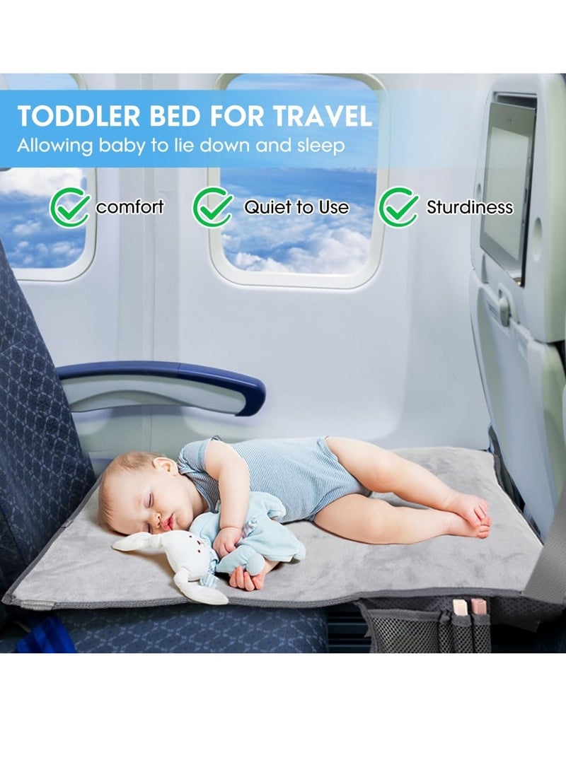 Barakah Toddler Airplane Travel Bed Airplane Travel Essentials Kids Kids Car Seat Baby Seat Extender Inflatable Airplane Foot Rest Portable Airplane Travel Bed Baby Seat Extender Grey - Image 3