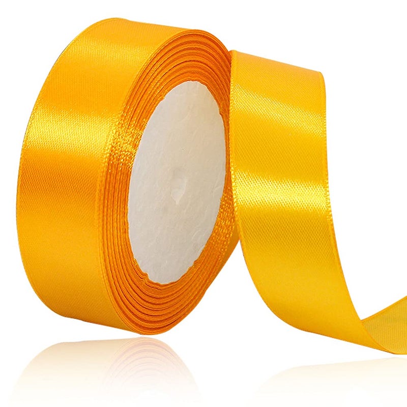 Solid Color Yellow Satin Ribbon 1 Inches x 25 Yards Fabric Satin Ribbon for Gift Wrapping Crafts Hair Bows Making Wreath Wedding Party Decoration and Other Sewing Projects
