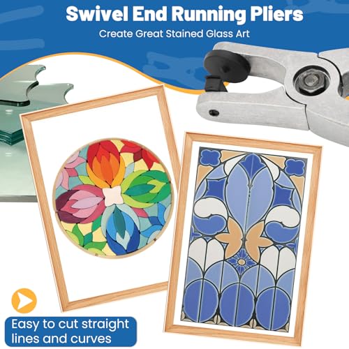 Feikeer Stained Glass Running Pliers for Glass Cutting BO7000 Running Pliers for Glass Cutting Perfect Curves Achieve Deep Internal Curve Cutting Running Plier Designed for Glass Artists 2 Sets Jaw Pads - Image 3
