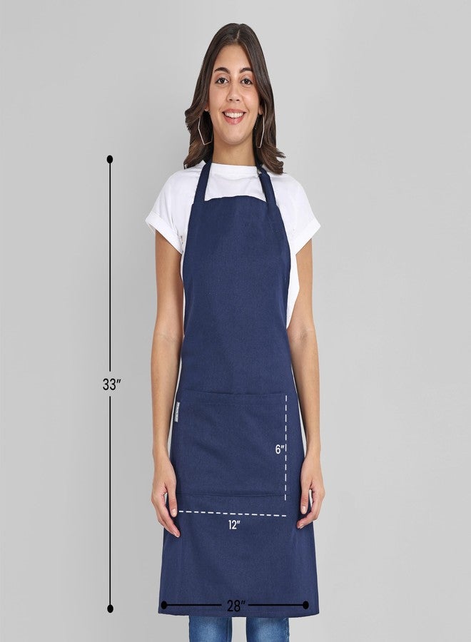 Mellow Buff Chef Aprons, Recycled Cotton Kitchen Apron with an Adjustable Neck with Long Ties, for cooking, baking (Navy Blue 1 Pack) - Image 5