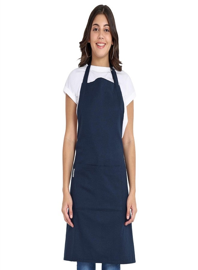 Mellow Buff Chef Aprons, Recycled Cotton Kitchen Apron with an Adjustable Neck with Long Ties, for cooking, baking (Navy Blue 1 Pack) - Image 1