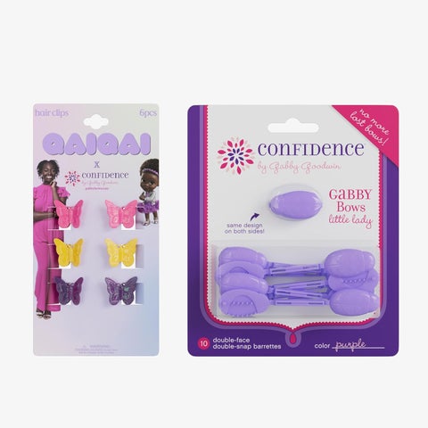 Qai Qai Butterfly Clips6 and Purple GaBBY Bows 10 Bundle