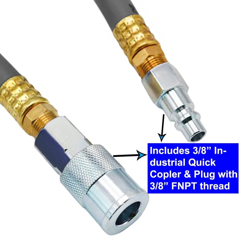 YOTOO 1/2-Inch I.D. Hybrid Air Hose, 50-Feet Long with Solid Brass Fittings - Image 4