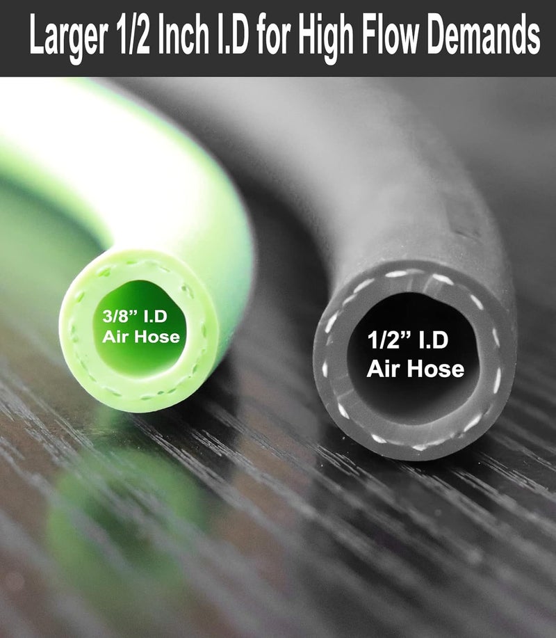 YOTOO 1/2-Inch I.D. Hybrid Air Hose, 50-Feet Long with Solid Brass Fittings - Image 3