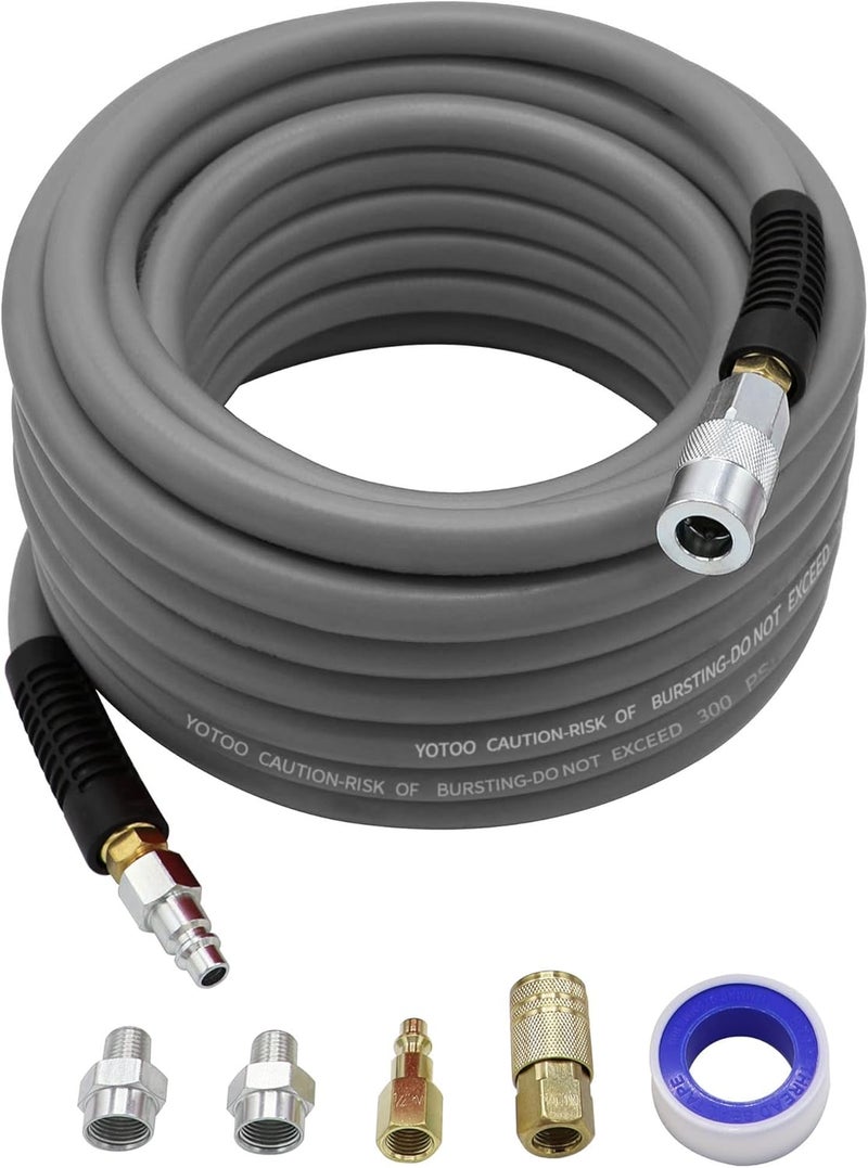 YOTOO 1/2-Inch I.D. Hybrid Air Hose, 50-Feet Long with Solid Brass Fittings - Image 1