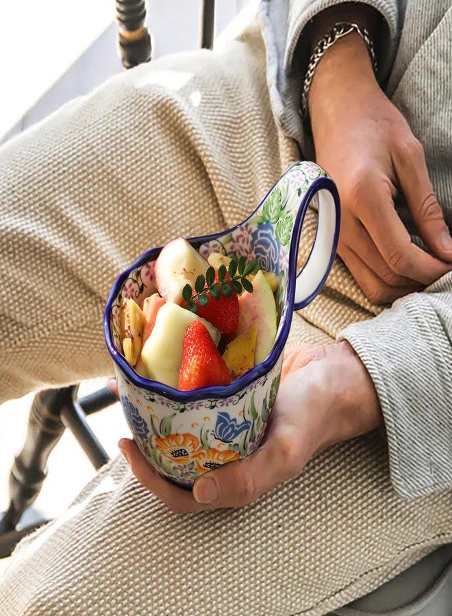 ALMA 2025 Updated Soup Bowl with Long Handle Microwavave Safe,18oz Cereal Bowl, Flower Mug Giftable for Women,Unique Cereal Bowls-Meadow Elegy Theme - Image 4