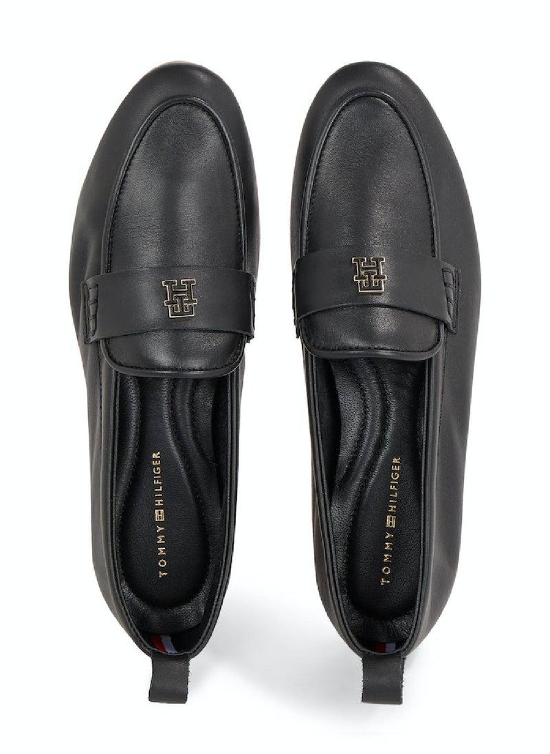 TOMMY HILFIGER Women's Leather Moccasin/ Loafers - Leather, Black  - Image 4