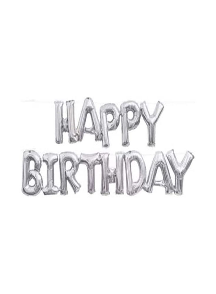 JOLLITY LLC Happy Birthday Letters Balloons Uppercase Conjoined Alphabet Foil Balloon Boy Girl Birthday Party Decoration Banner Silver - Image 1