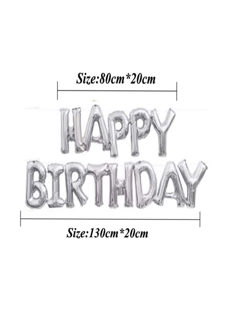 JOLLITY LLC Happy Birthday Letters Balloons Uppercase Conjoined Alphabet Foil Balloon Boy Girl Birthday Party Decoration Banner Silver - Image 2