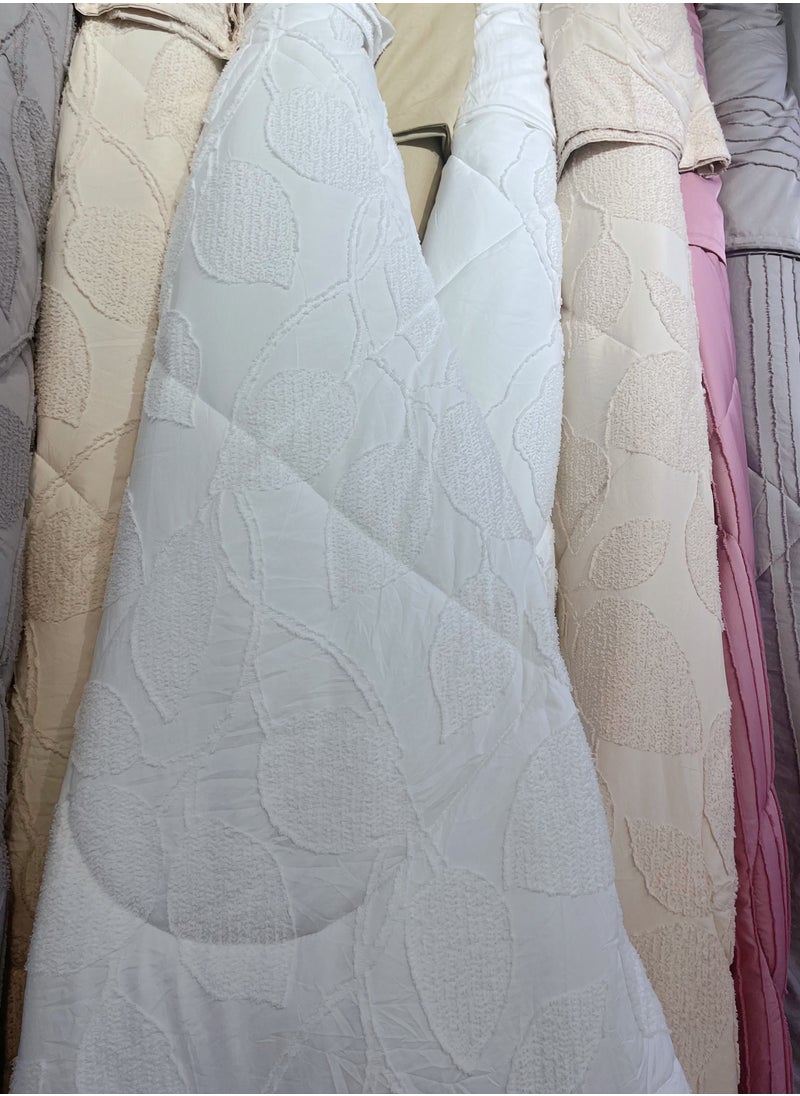 DUOMA HOME 3D cut-out comforter 6-pcs set with 1comforter(220×240) 1 fit sheet 4 pillow cases, ALL season soft quilt king size white