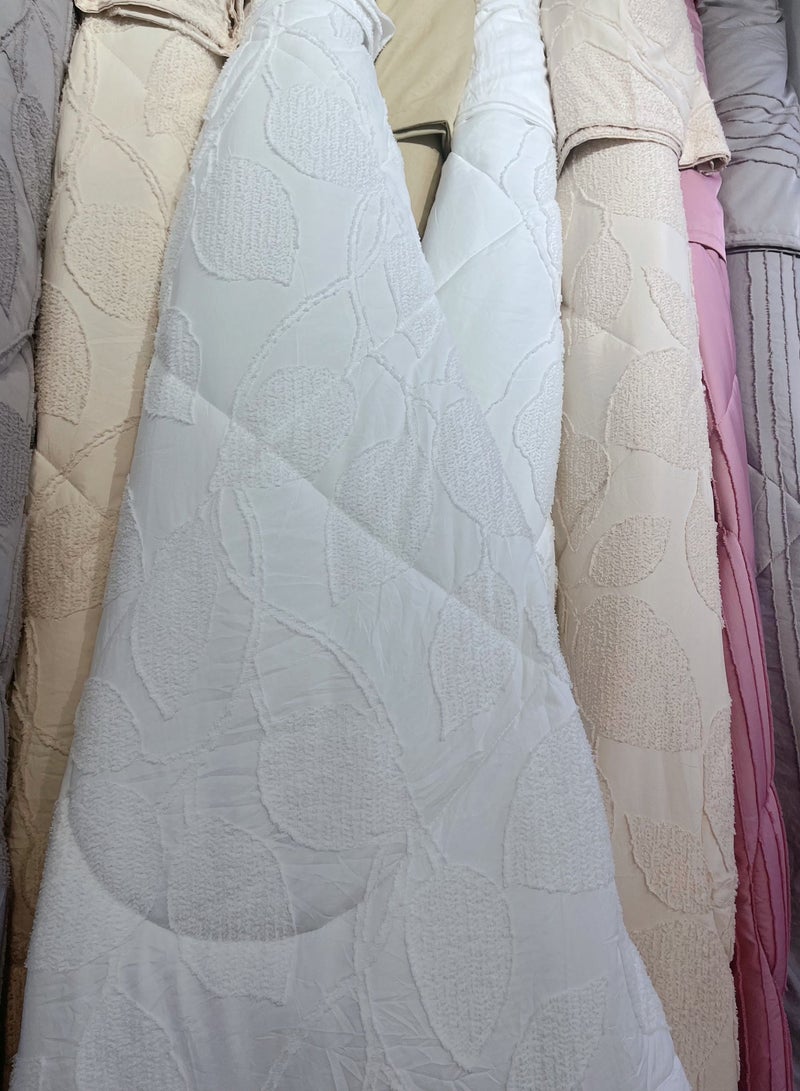 Duoduo home طقم لحاف مريح مقصوص بتقنية 3D مكون من 6 قطع مع 1 لحاف (220×240) 1 ملاءة مشدودة 4 أغطية وسائد، لحاف أبيض بحجم كينغ لجميع الفصول - Image 2