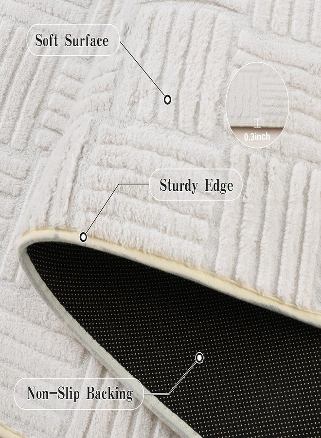 Flagover 4x6 White Washable Shag Area Rug for Girls Bedroom, Modern Geometric Non Slip Living Room Rugs, Fluffy Soft Thick Carpet for Kids Room, Dorm, Office, Bedside, Entryway and Home Decor - Image 4